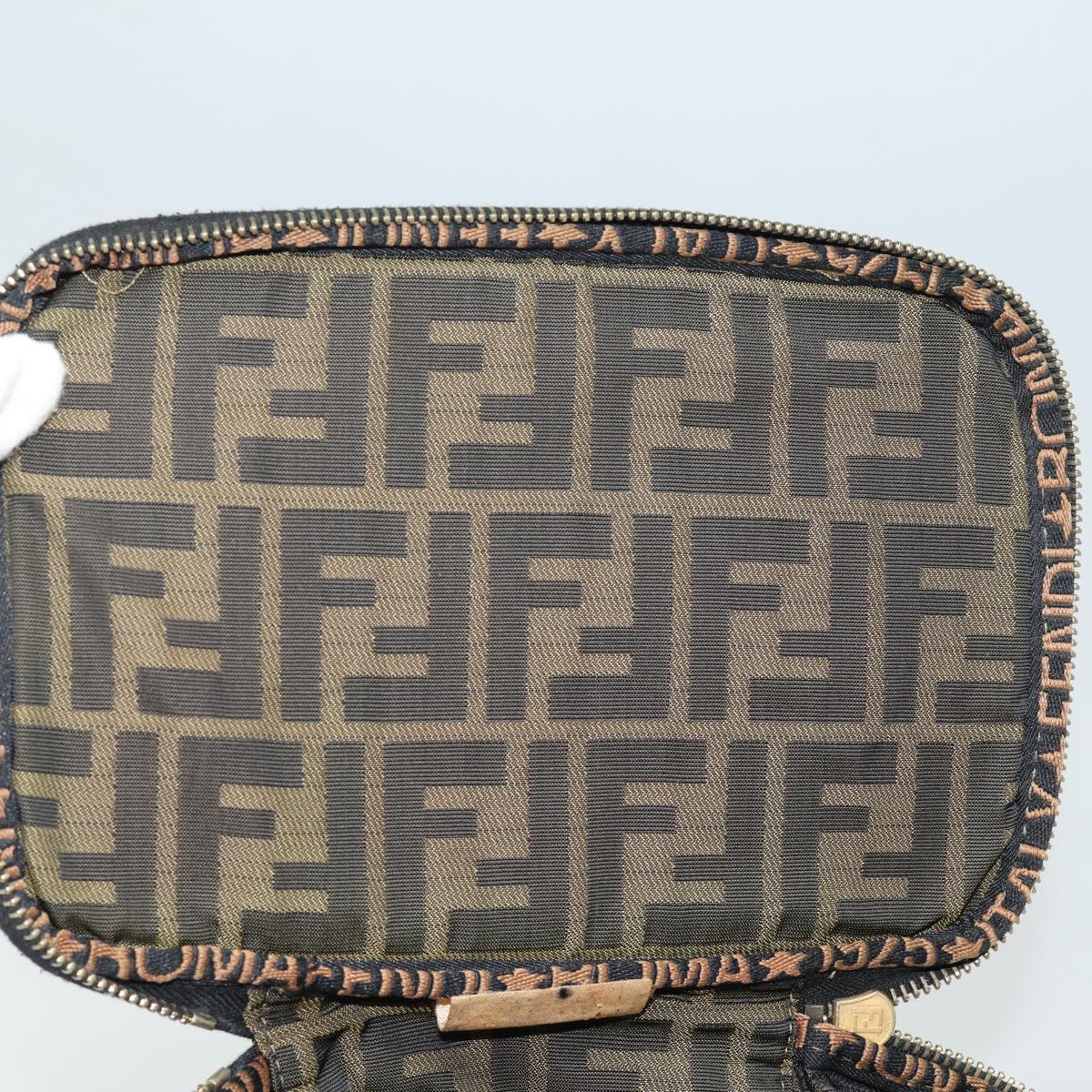 FENDI Vanity Zucca Canvas Pouch Black Brown bs15783
