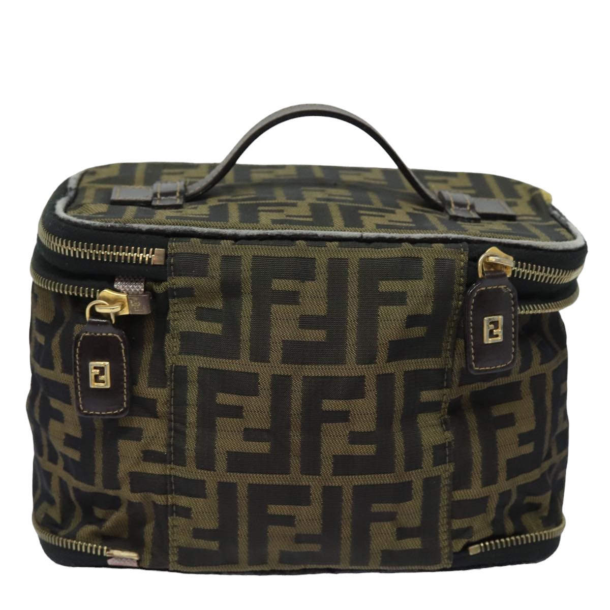 FENDI Vanity Zucca Canvas Pouch Black Brown bs15783