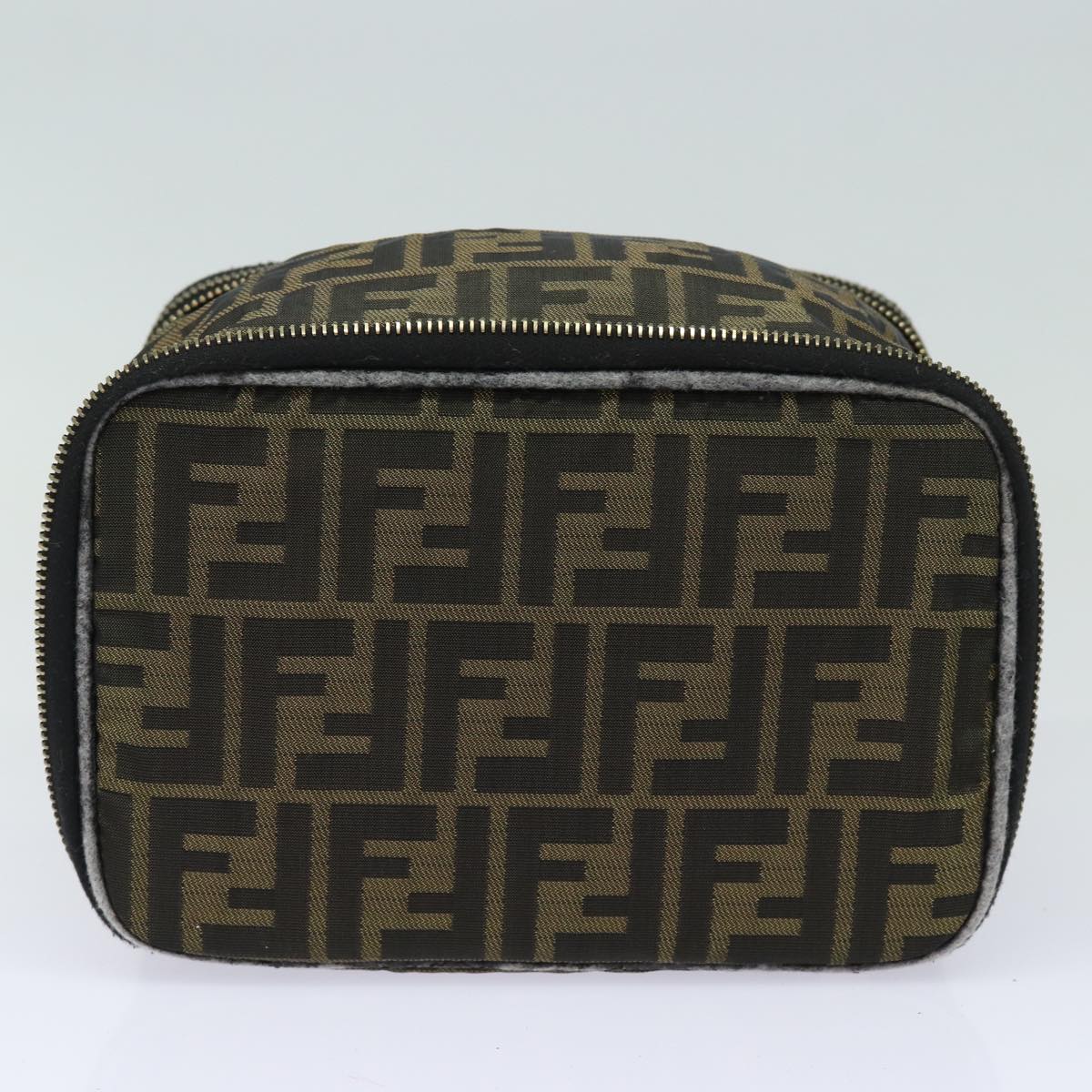 FENDI Vanity Zucca Canvas Pouch Black Brown bs15783
