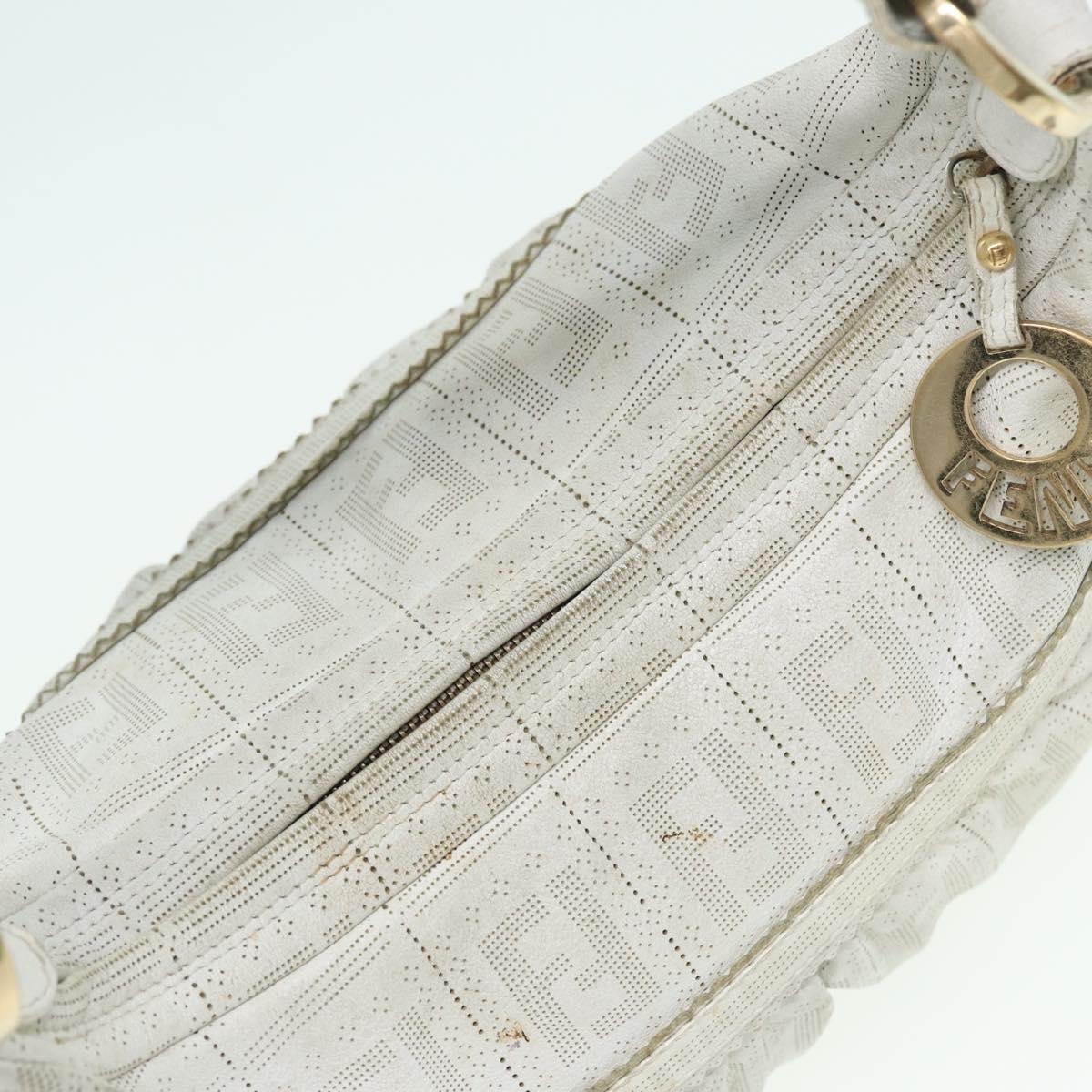 FENDI Zucca Canvas Shoulder Bag White bs15784