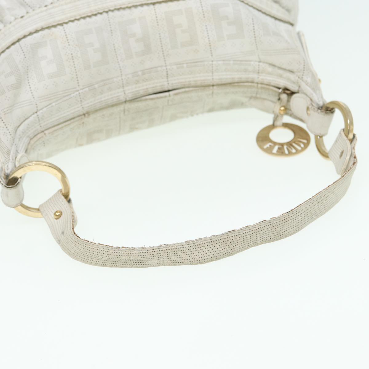 FENDI Zucca Canvas Shoulder Bag White bs15784