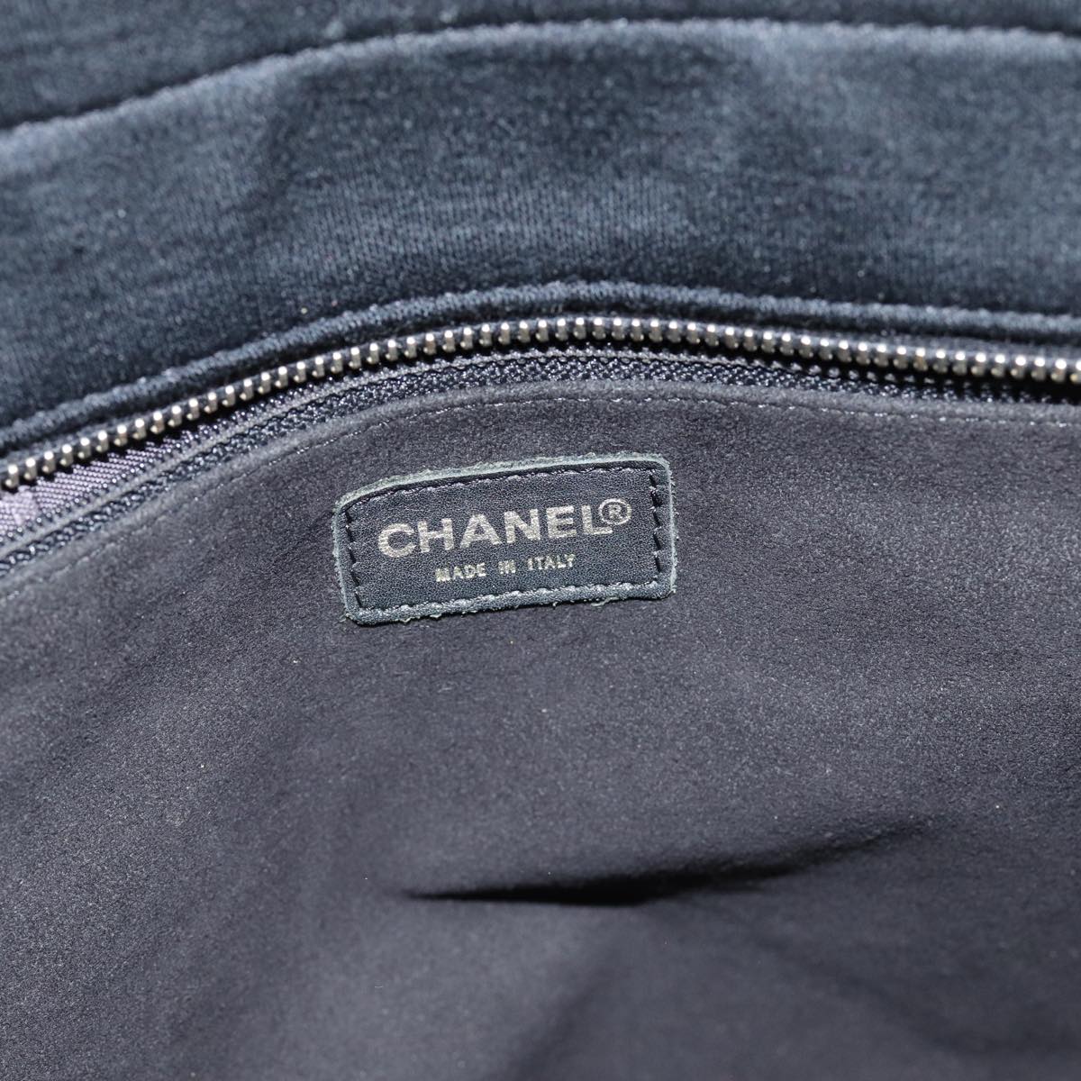 CHANEL Choco Bar Tote Bag Cotton Black CC bs15847