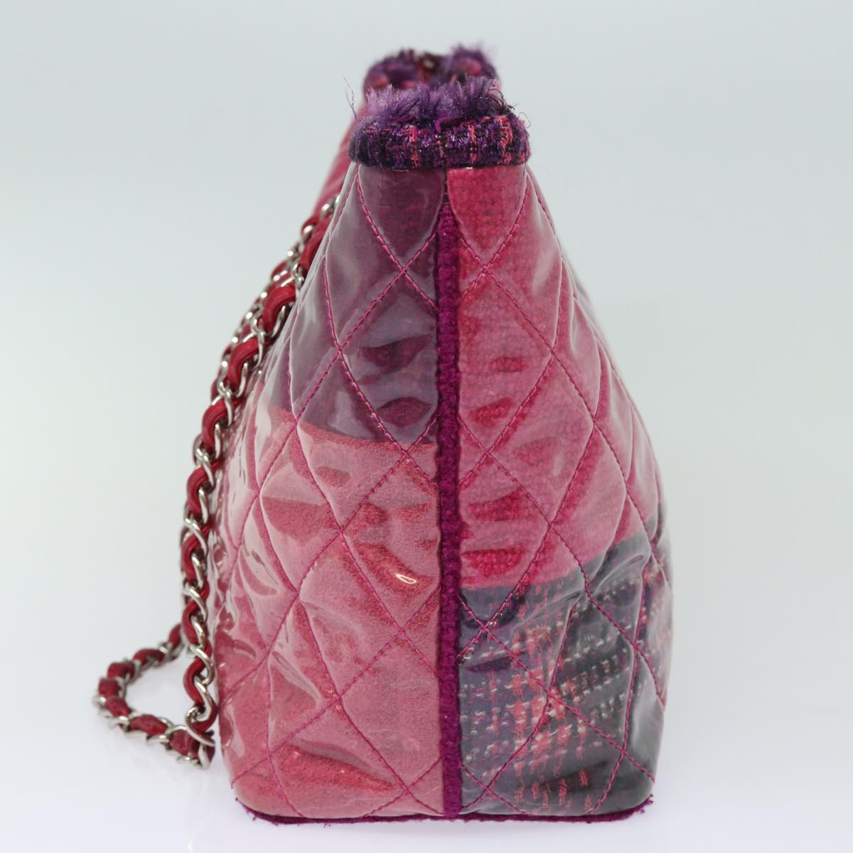 CHANEL Matelasse Chain Tote Bag Vinyl Pink CC bs15858