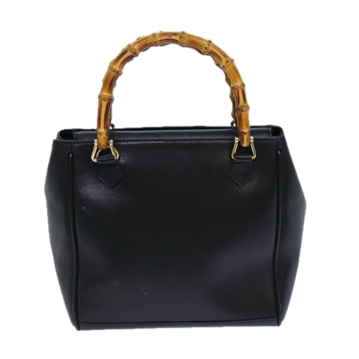 GUCCI Bamboo Hand Bag Leather 2way Black bs15878
