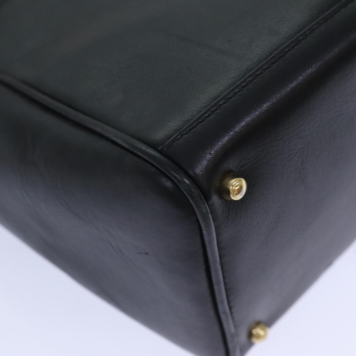 GUCCI Bamboo Hand Bag Leather 2way Black bs15878