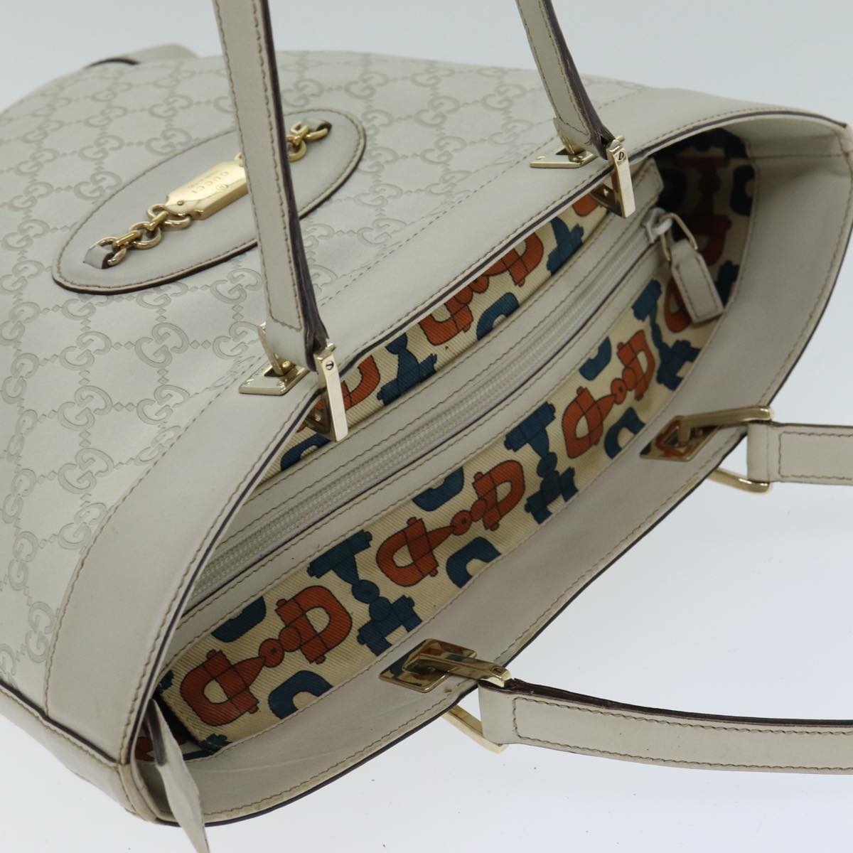 GUCCI GG Canvas Guccissima Tote Bag White 145984 bs15884