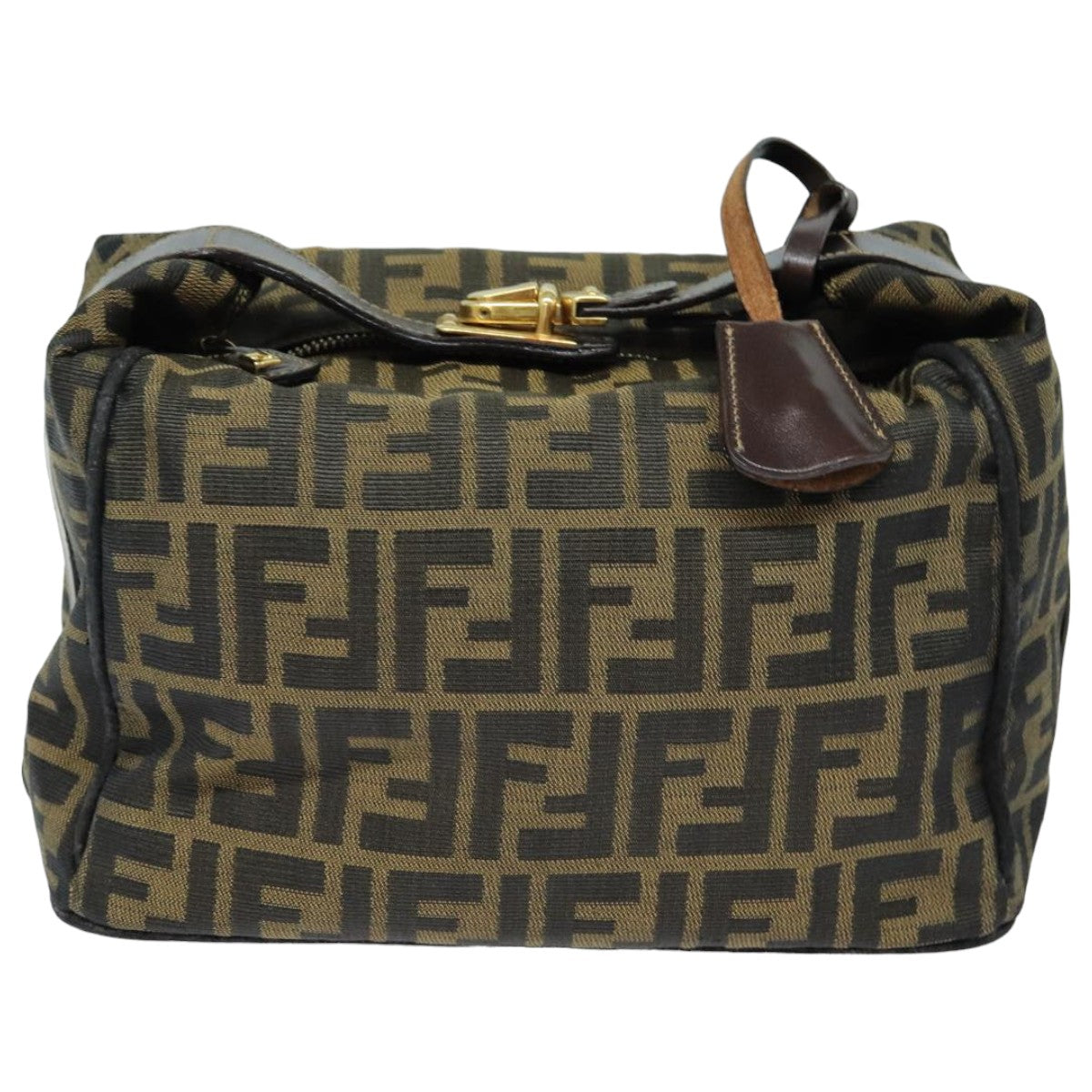 FENDI Zucca Canvas Hand Bag Brown Black bs15990