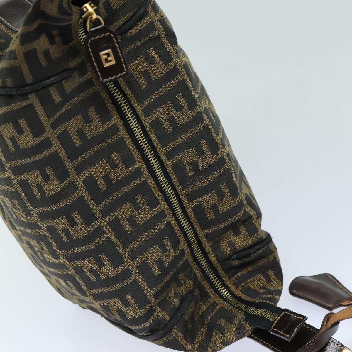 FENDI Zucca Canvas Hand Bag Brown Black bs15990