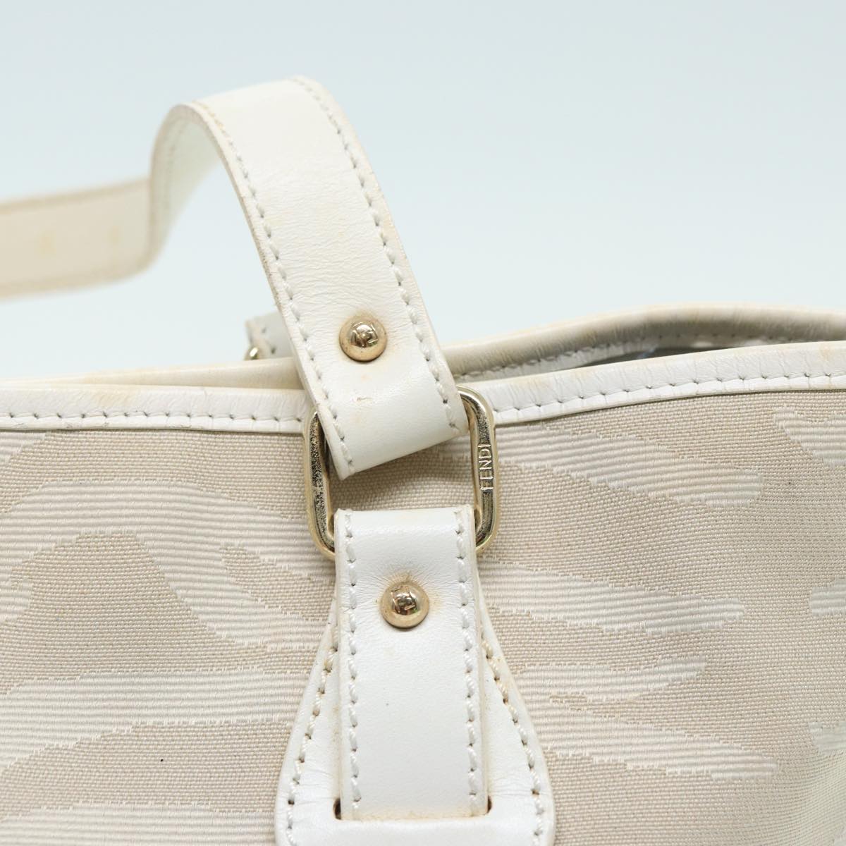 FENDI Hand Bag Canvas Leather White bs16007