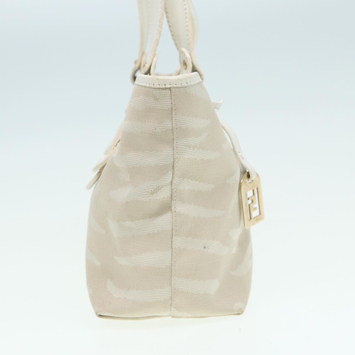 FENDI Hand Bag Canvas Leather White bs16007