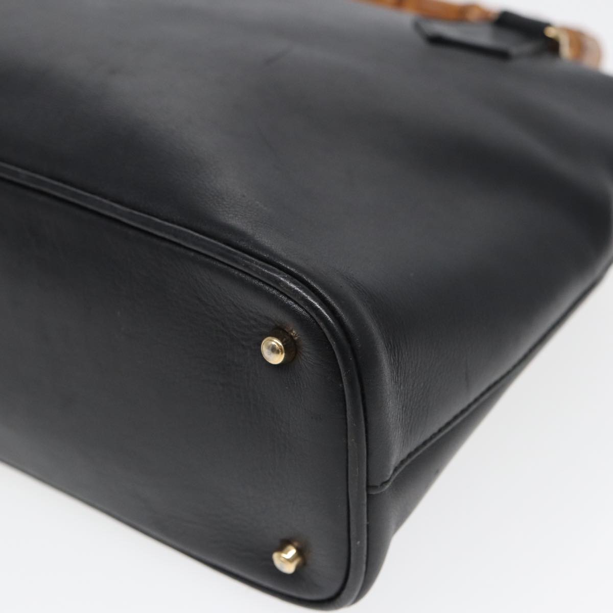 GUCCI Bamboo Hand Bag Leather Black bs16038