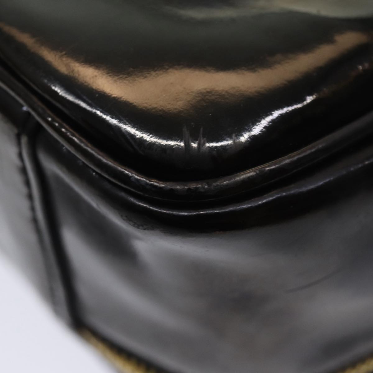 CHANEL COCO Mark Vanity Cosmetic Pouch Enamel Black CC bs16068
