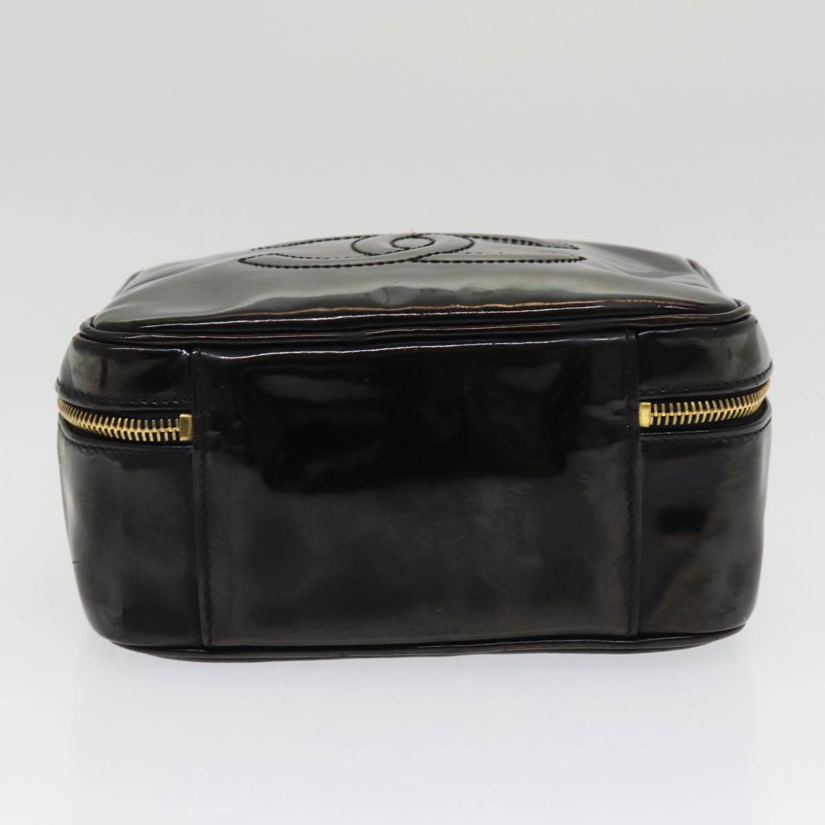CHANEL COCO Mark Vanity Cosmetic Pouch Enamel Black CC bs16068