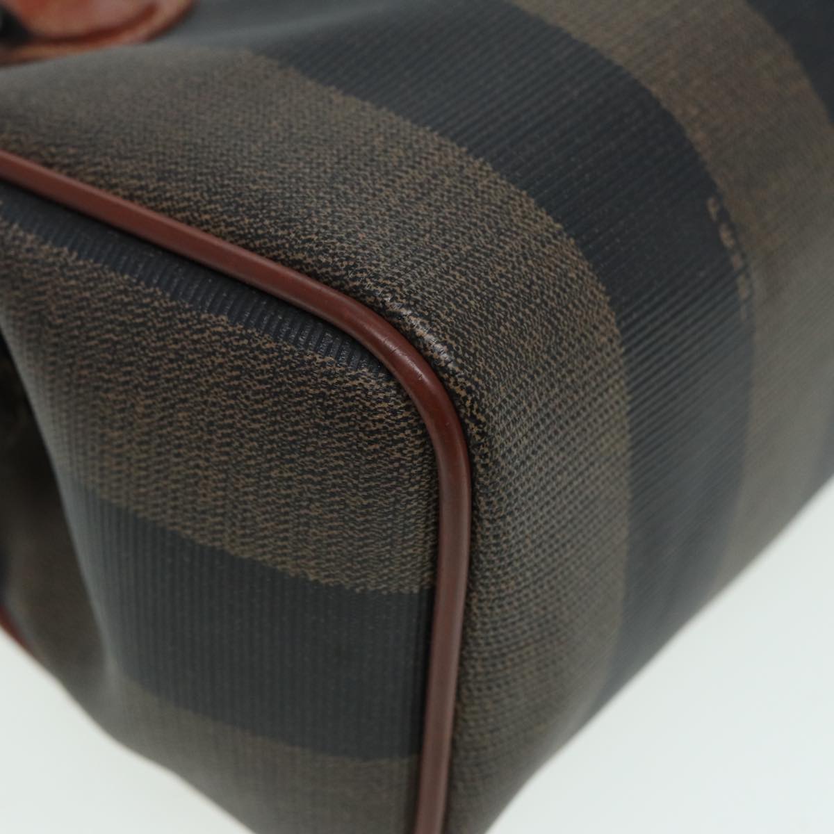 FENDI Pecan Canvas Hand Bag PVC Leather Brown bs16139