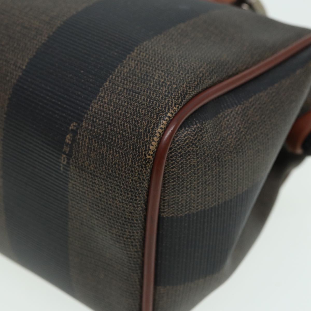 FENDI Pecan Canvas Hand Bag PVC Leather Brown bs16139