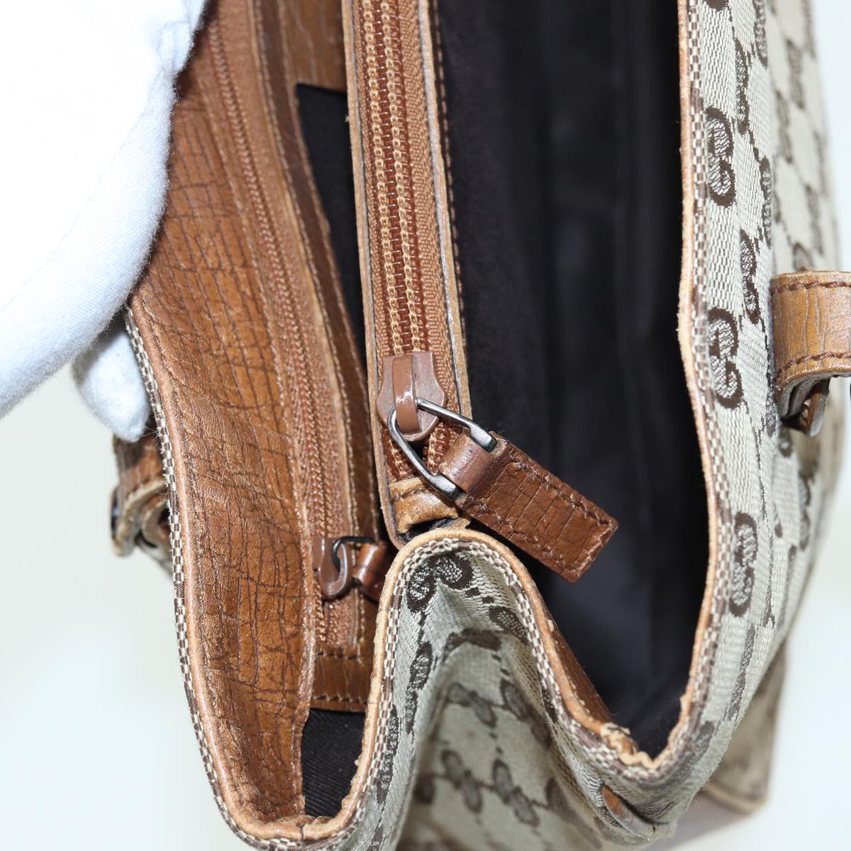 GUCCI Bamboo GG Canvas Hand Bag Beige 112526 bs16182