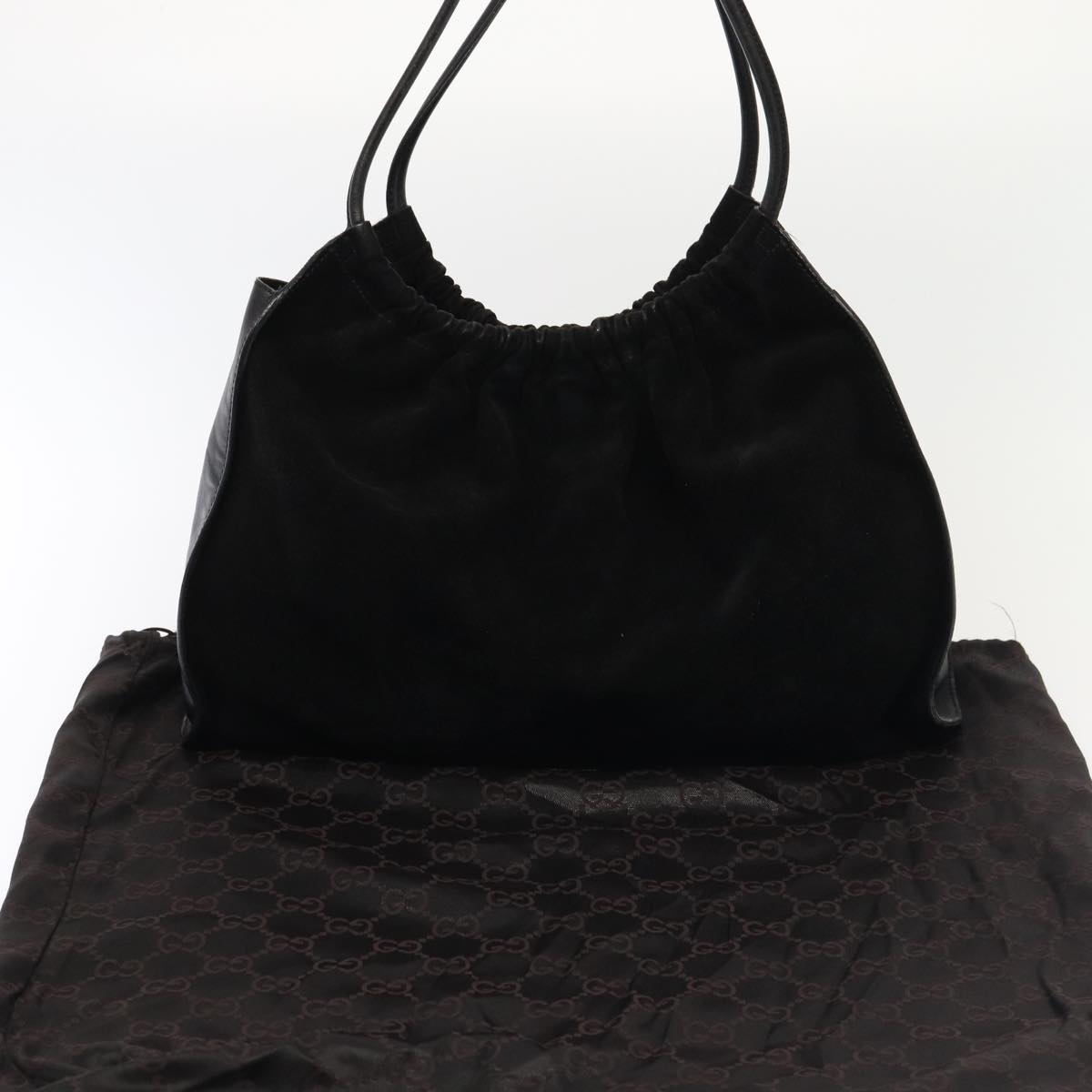 GUCCI Shoulder Bag Suede Leather Black 001 4332 bs16236