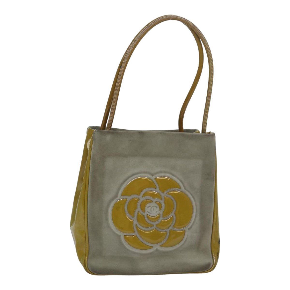 CHANEL Camelia Tote Bag Suede Yellow CC bs16253