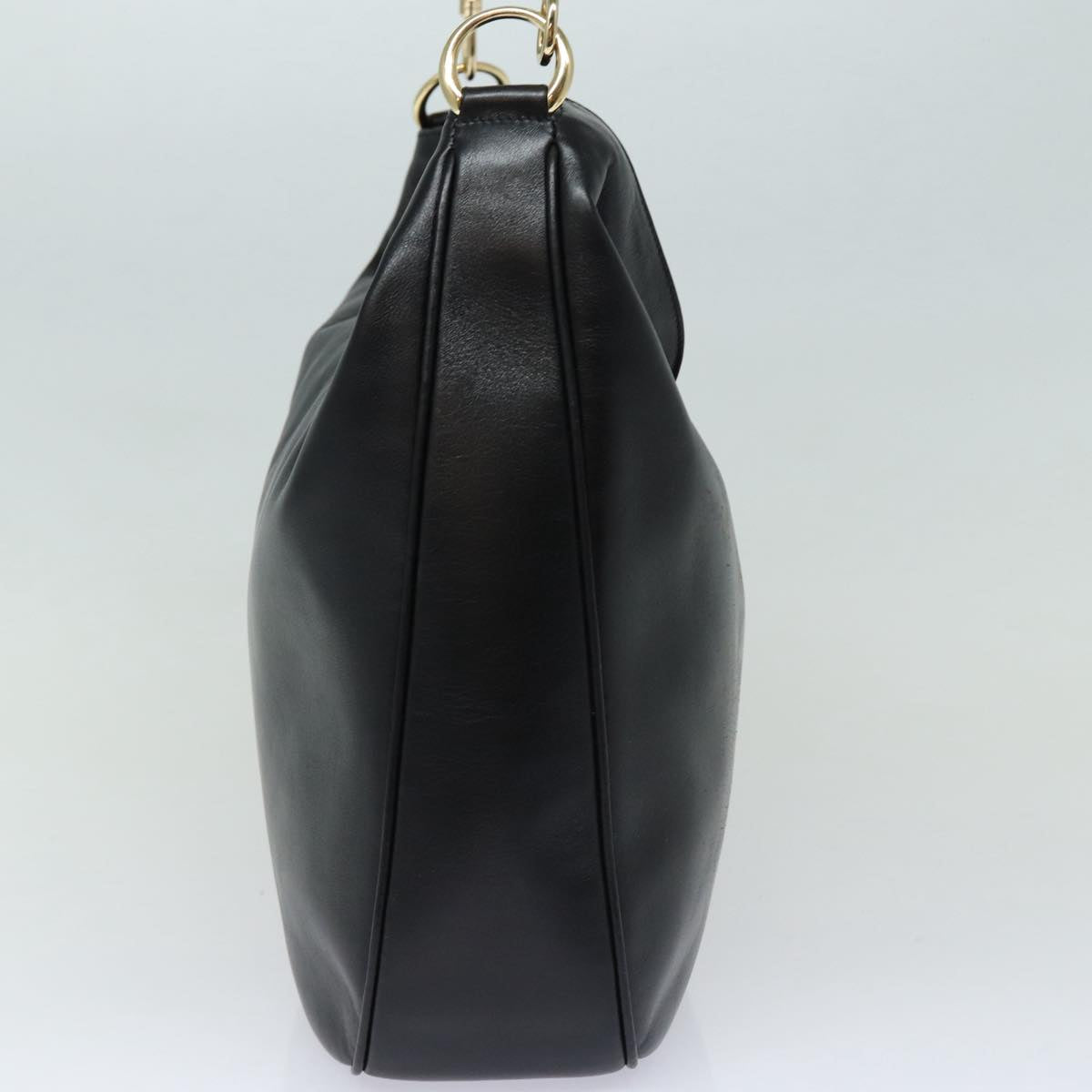 GUCCI Bamboo Hand Bag Leather 2way Black 001 0166 1577 bs16270