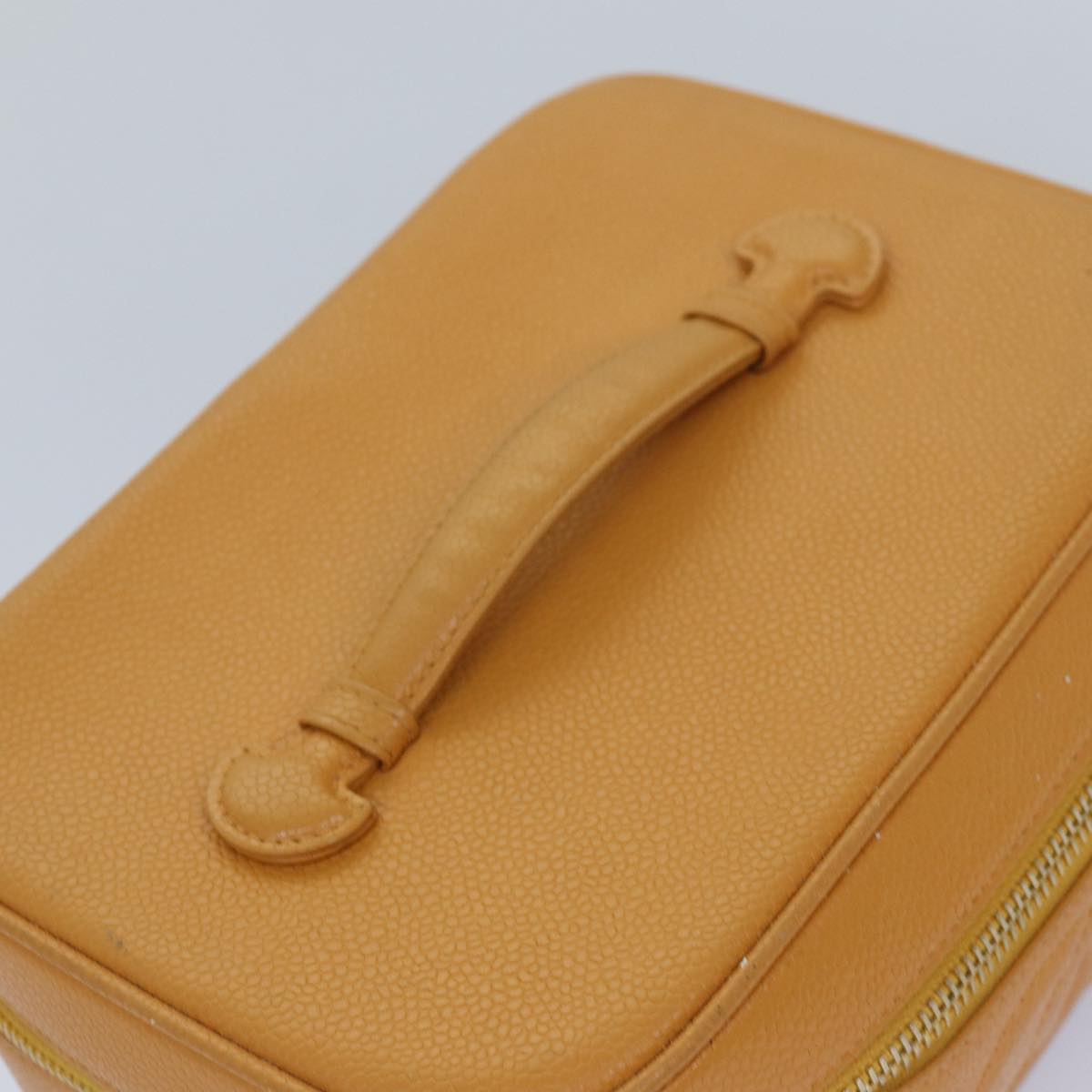 CHANEL Vanity COCO Mark Hand Bag Caviar Skin Orange CC bs16279