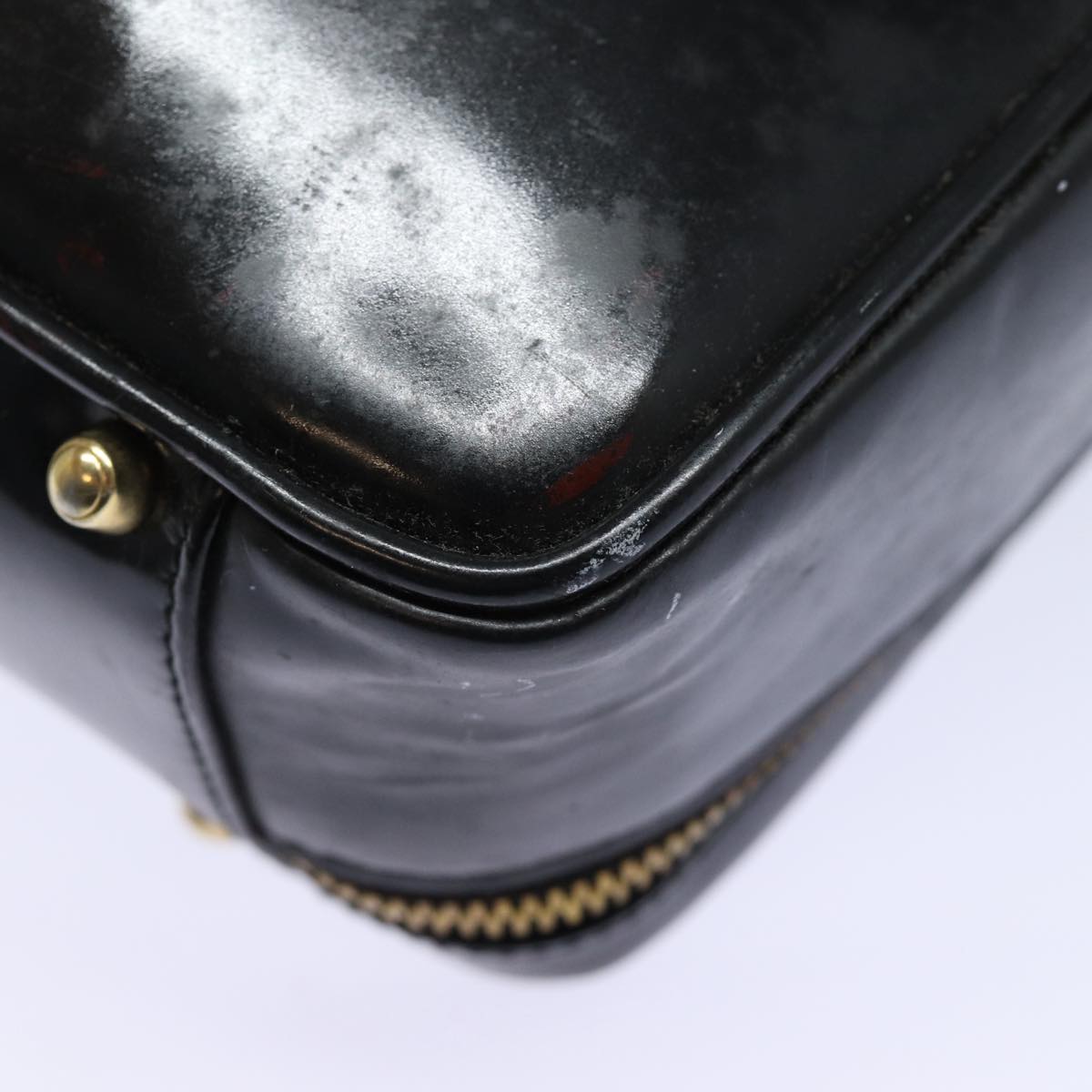 GUCCI Bamboo Vanity Hand Bag Patent leather Black bs16299