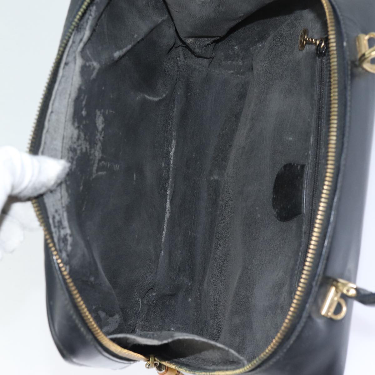 GUCCI Bamboo Vanity Hand Bag Patent leather Black bs16299
