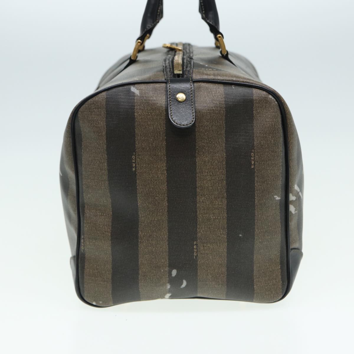 FENDI Pecan Canvas Boston Bag Brown Black bs16368