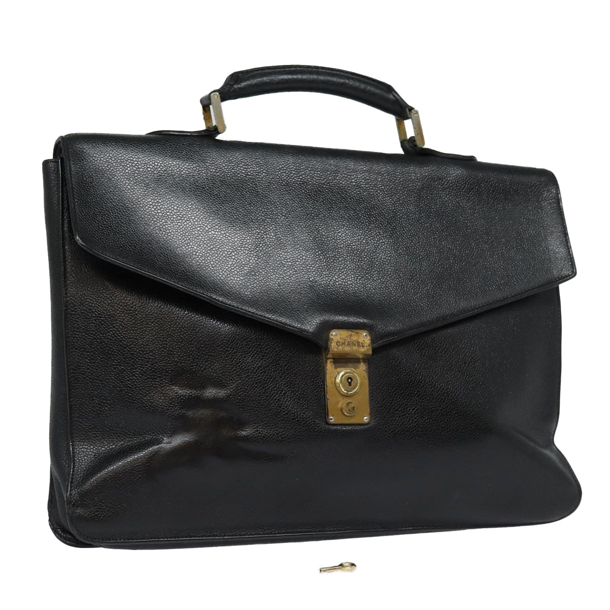 CHANEL Hand Bag Caviar Skin Black CC bs16380