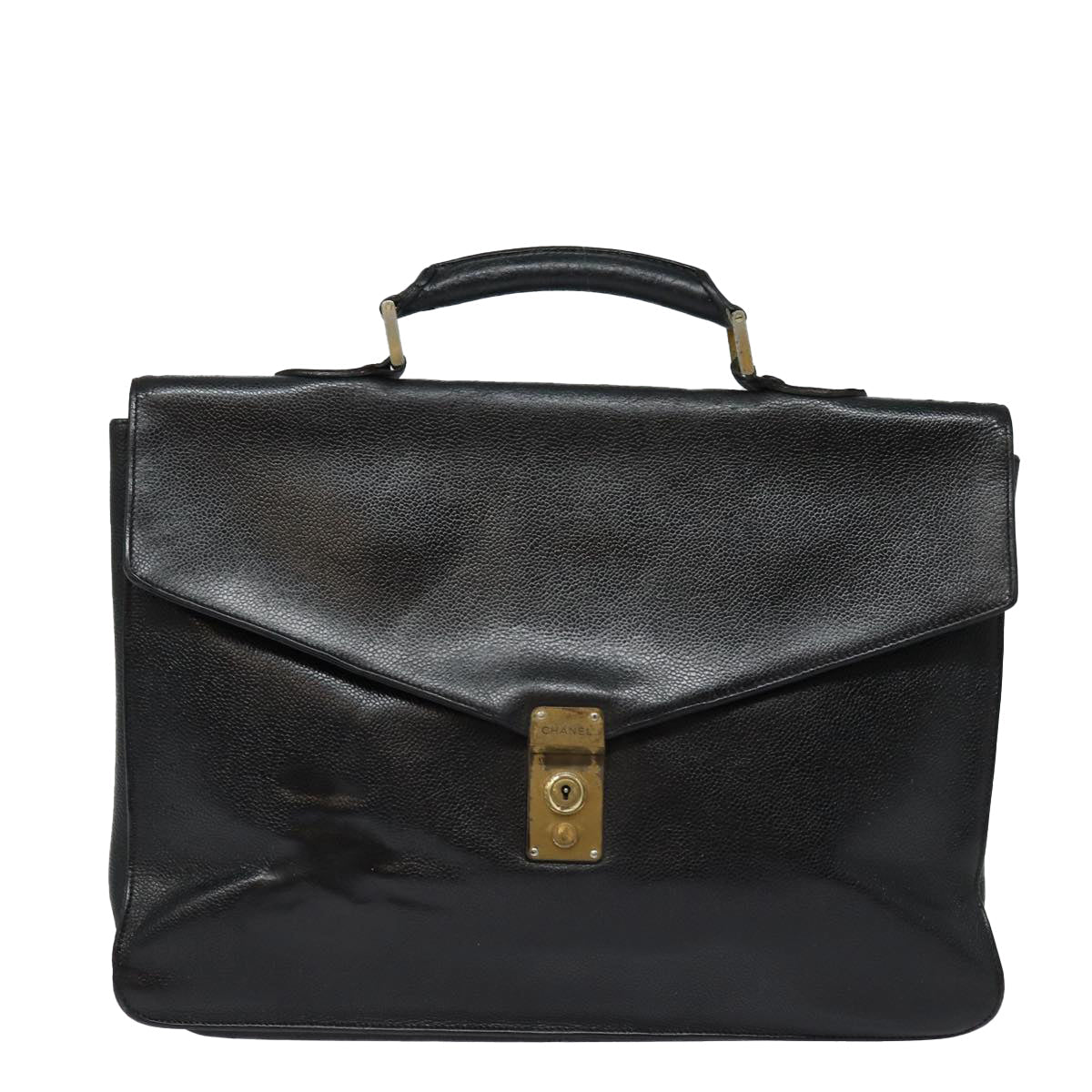 CHANEL Hand Bag Caviar Skin Black CC bs16380