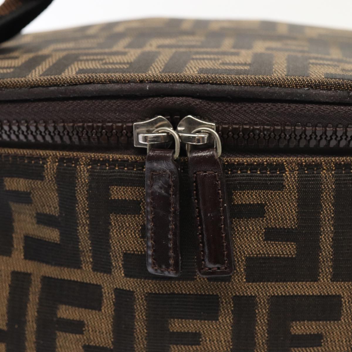 FENDI Zucca Canvas Vanity Pouch Brown Black bs16396
