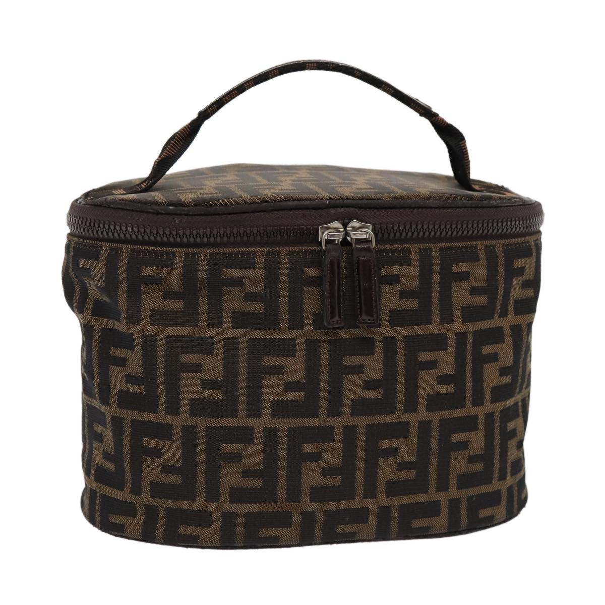 FENDI Zucca Canvas Vanity Pouch Brown Black bs16396