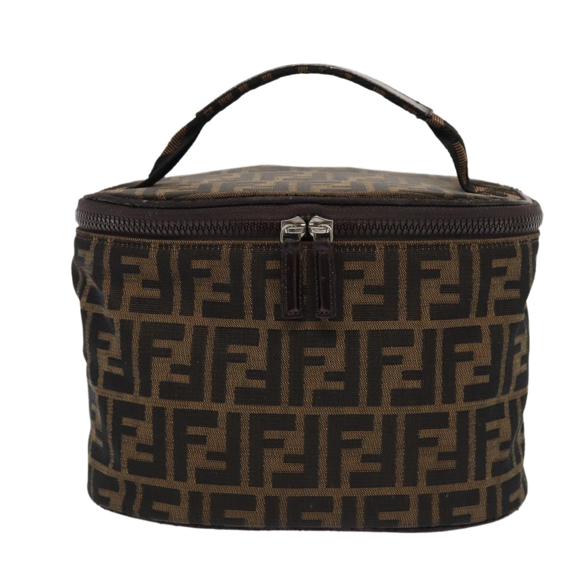 FENDI Zucca Canvas Vanity Pouch Brown Black bs16396