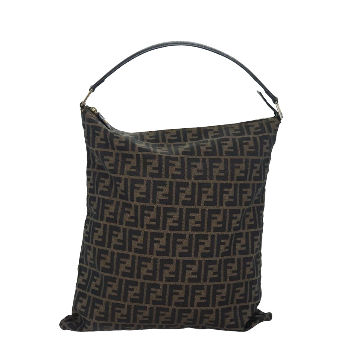 FENDI Zucca Canvas Shoulder Bag Brown Black bs16397