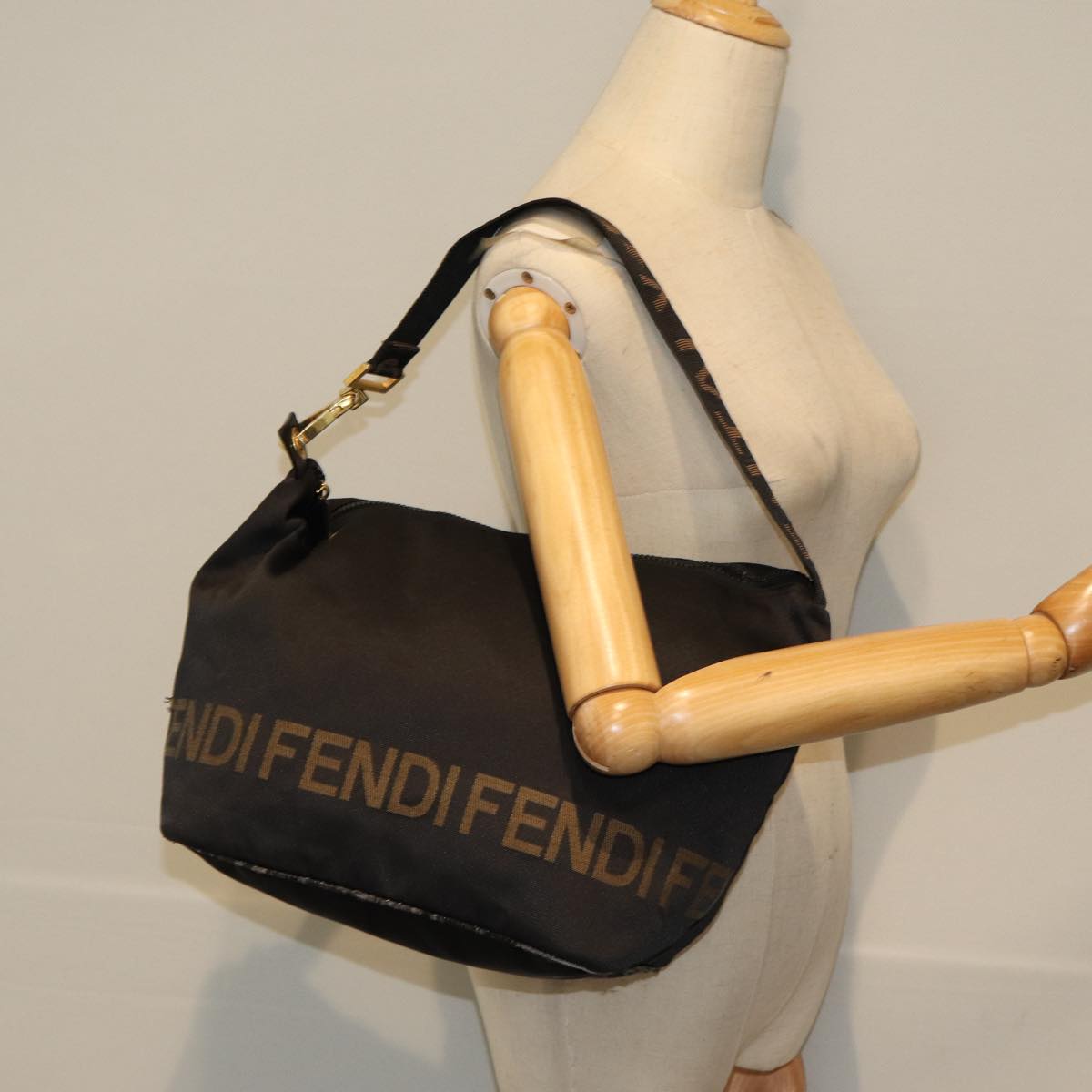 FENDI Shoulder Bag Nylon Black bs16398