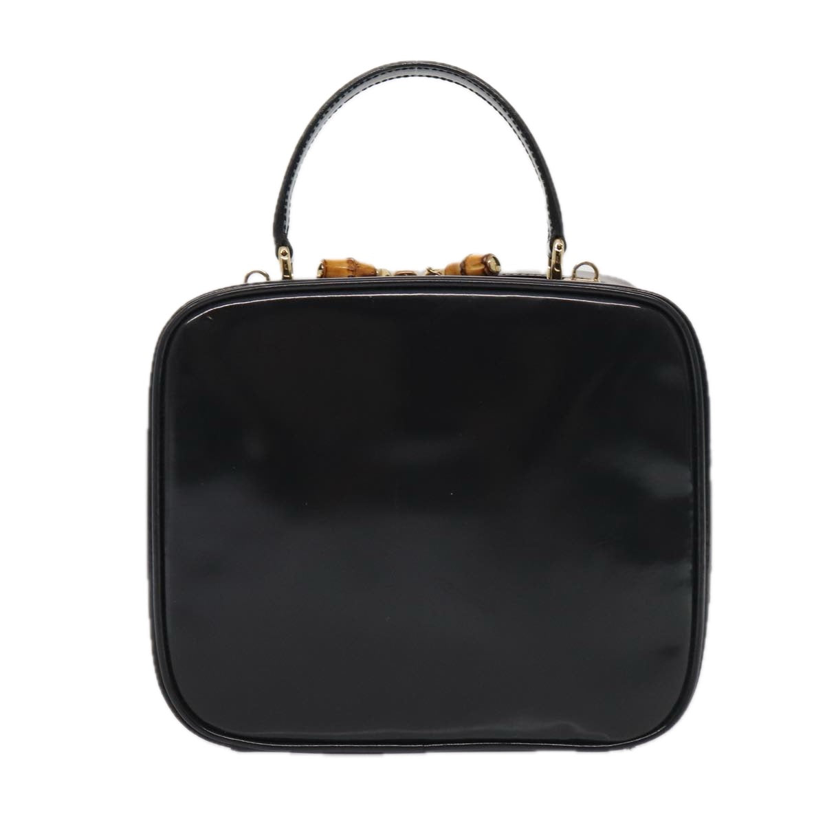 GUCCI Bamboo Vanity Shoulder Bag Enamel 2way Black 000 2040 0323 bs16407