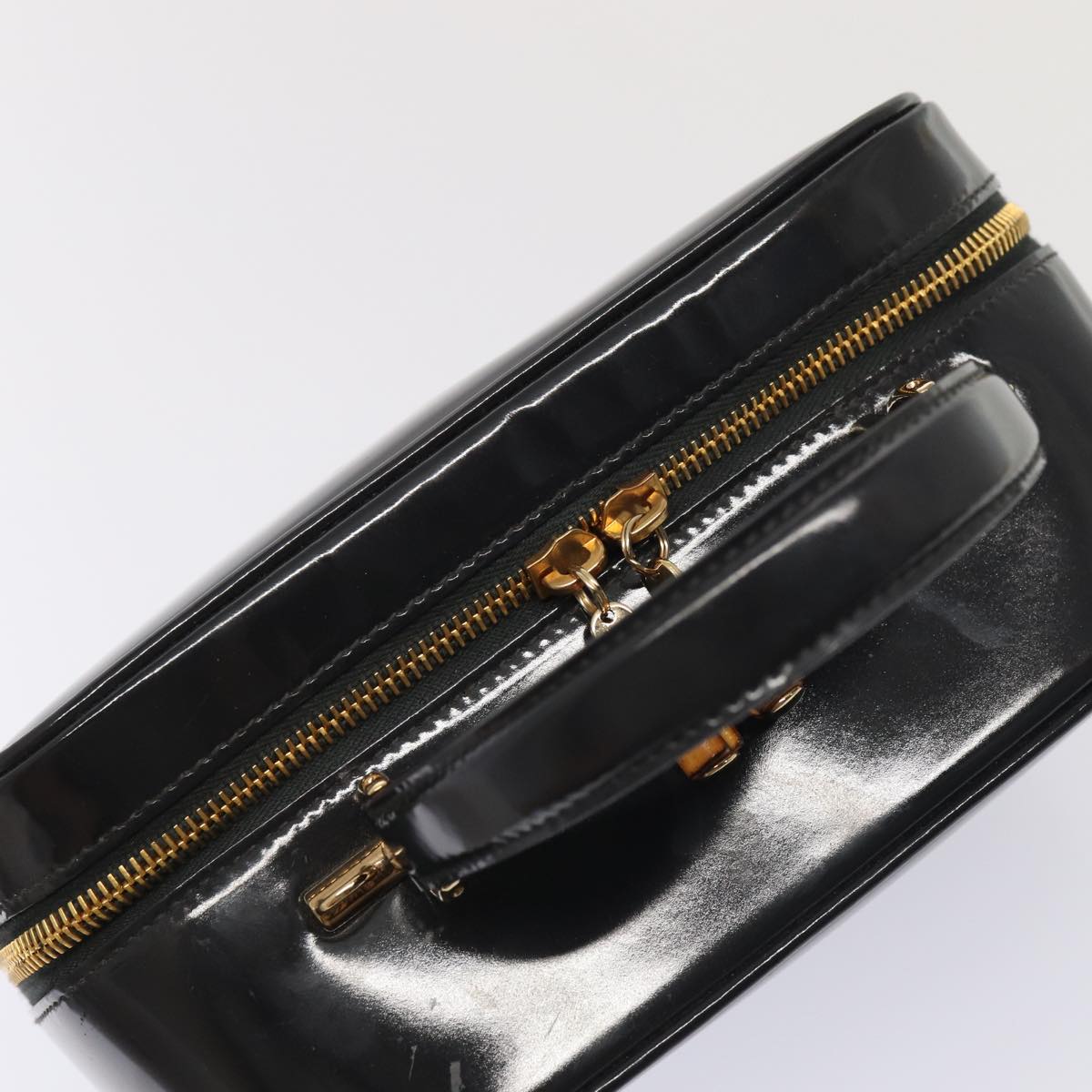 GUCCI Bamboo Vanity Shoulder Bag Enamel 2way Black 000 2040 0323 bs16407
