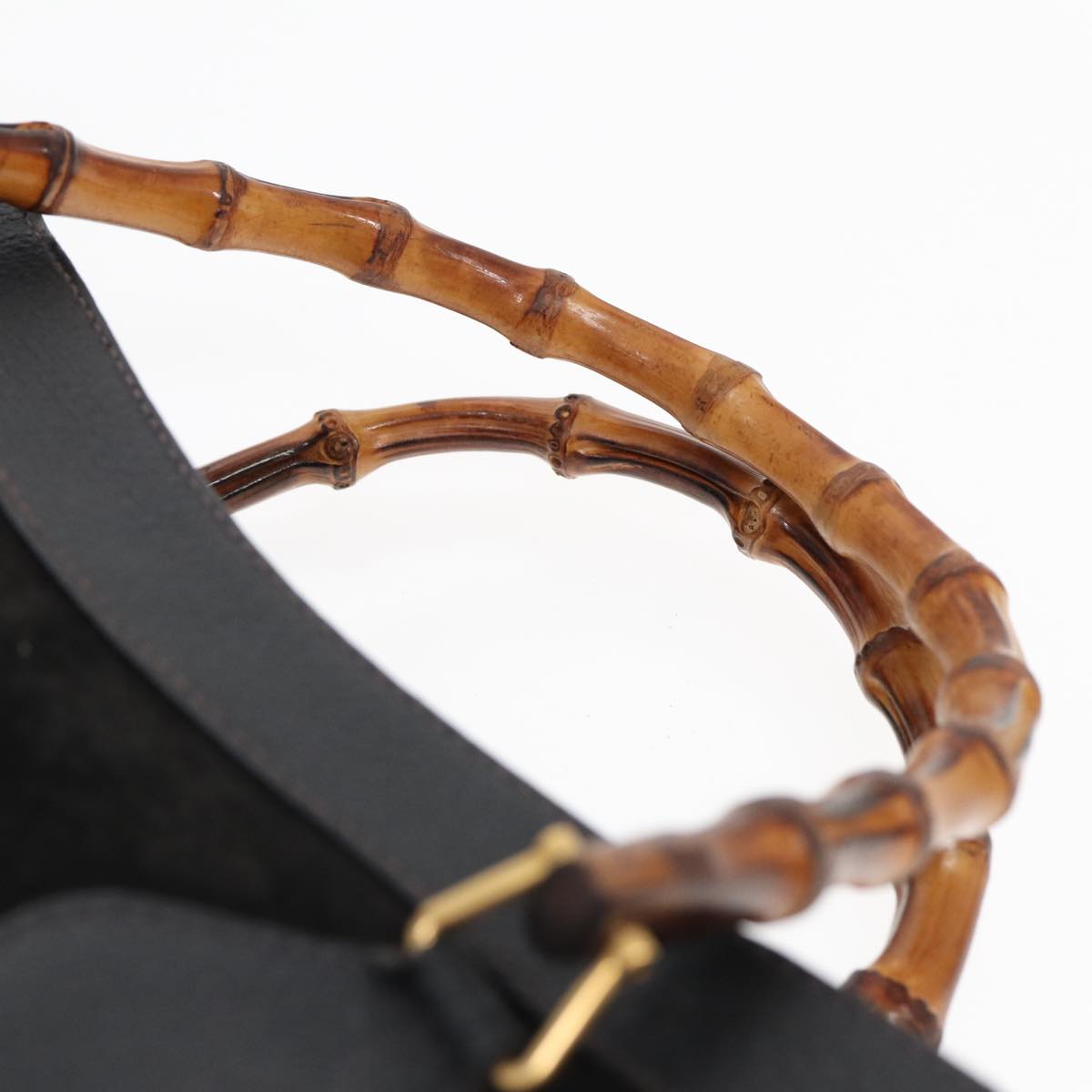 GUCCI Bamboo Hand Bag Suede Black 002 123 0260 bs16481