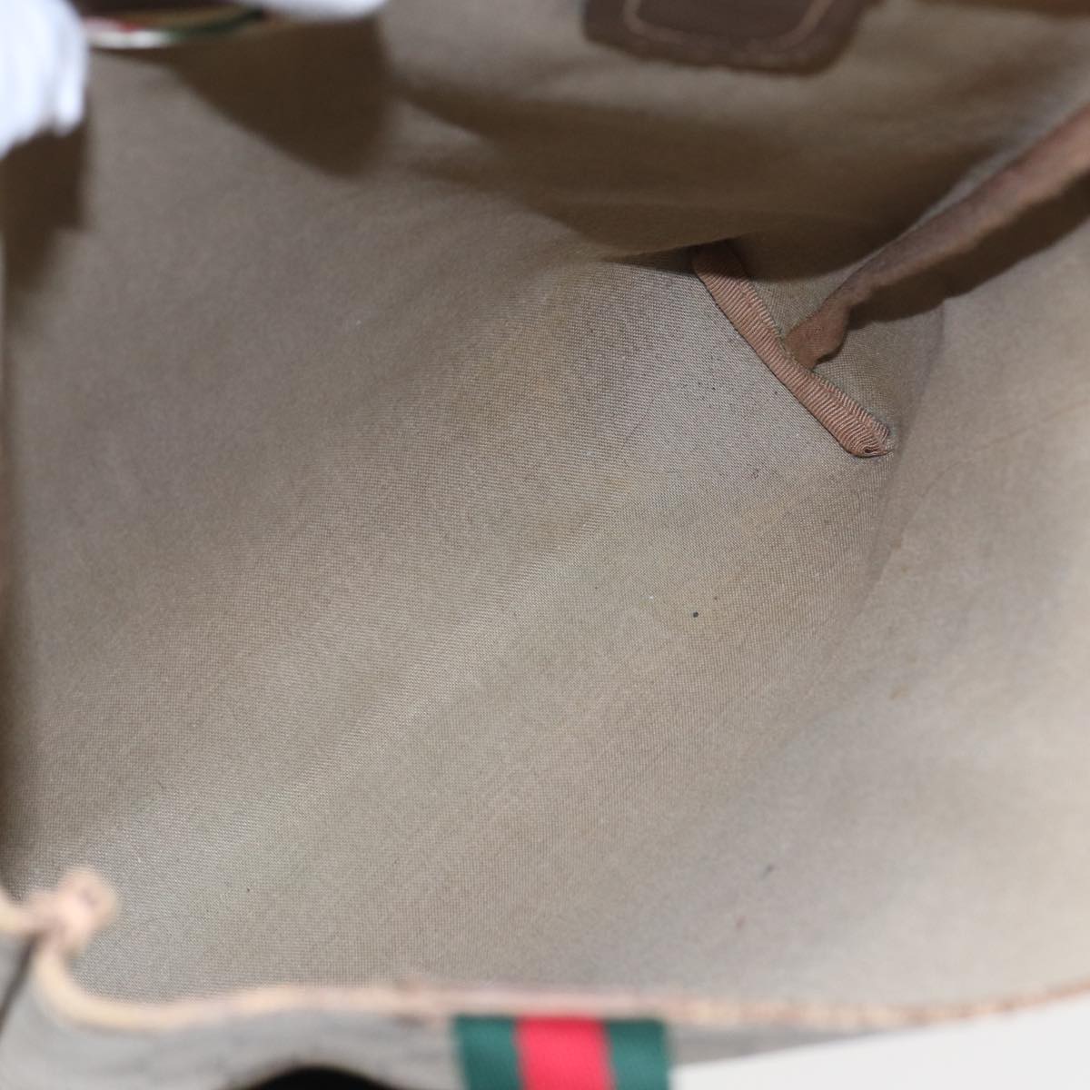GUCCI GG Canvas Tote Bag Web Sherry Line Beige 39 02 003 bs16482