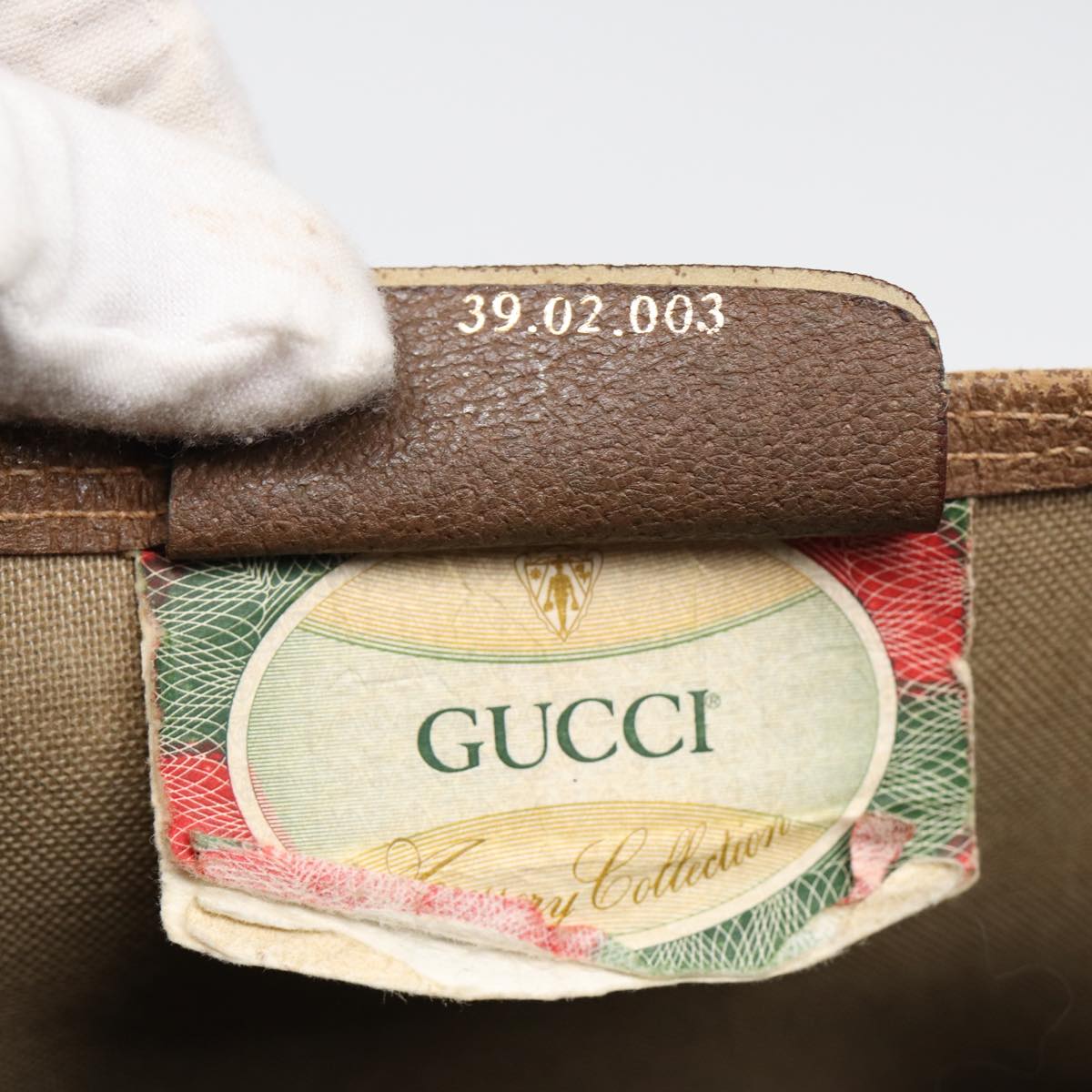 GUCCI GG Canvas Tote Bag Web Sherry Line Beige 39 02 003 bs16482