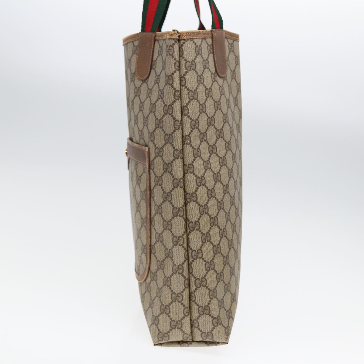 GUCCI GG Canvas Tote Bag Web Sherry Line Beige 39 02 003 bs16482