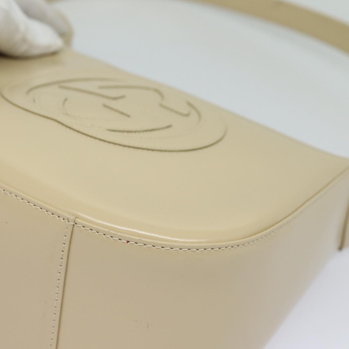 GUCCI Shoulder Bag Enamel Beige Silver 007 2046 0250 bs16623