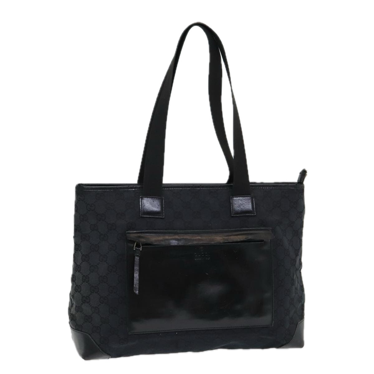 GUCCI GG Canvas Tote Bag Leather Black Silver 019 0426 2404 bs16708