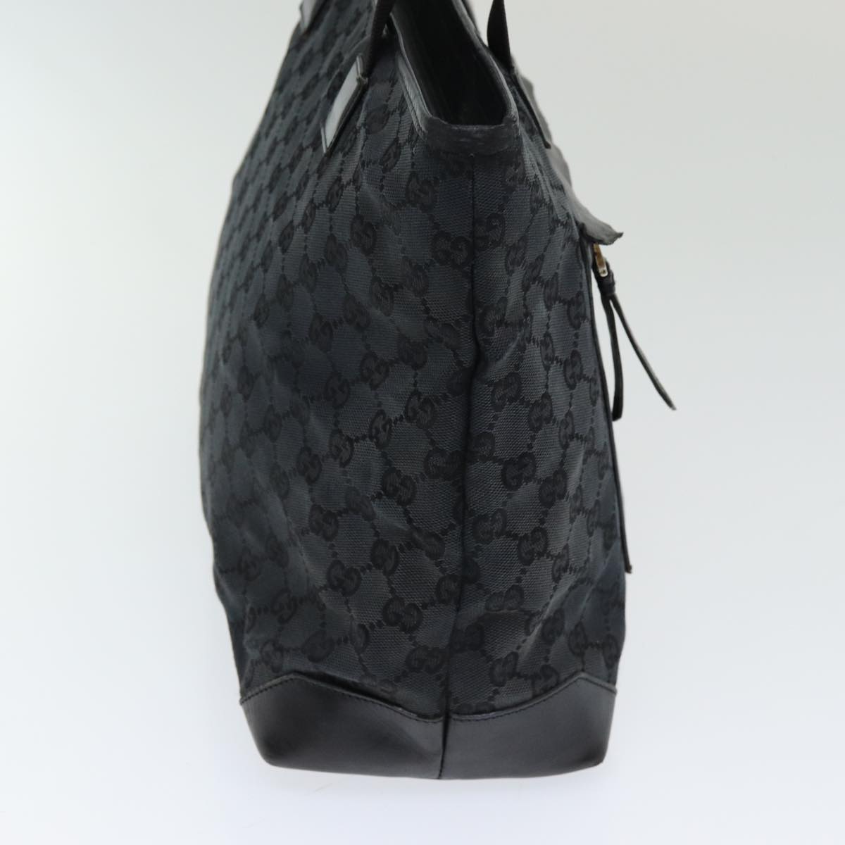 GUCCI GG Canvas Tote Bag Leather Black Silver 019 0426 2404 bs16708