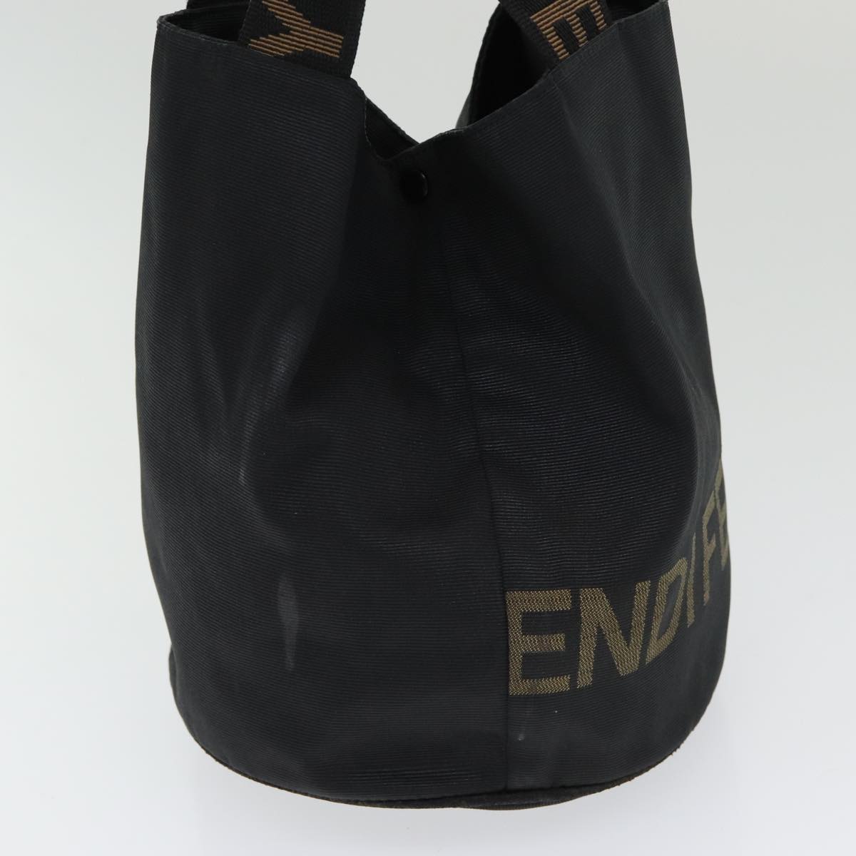FENDI Hand Bag Nylon Black Gold bs16741