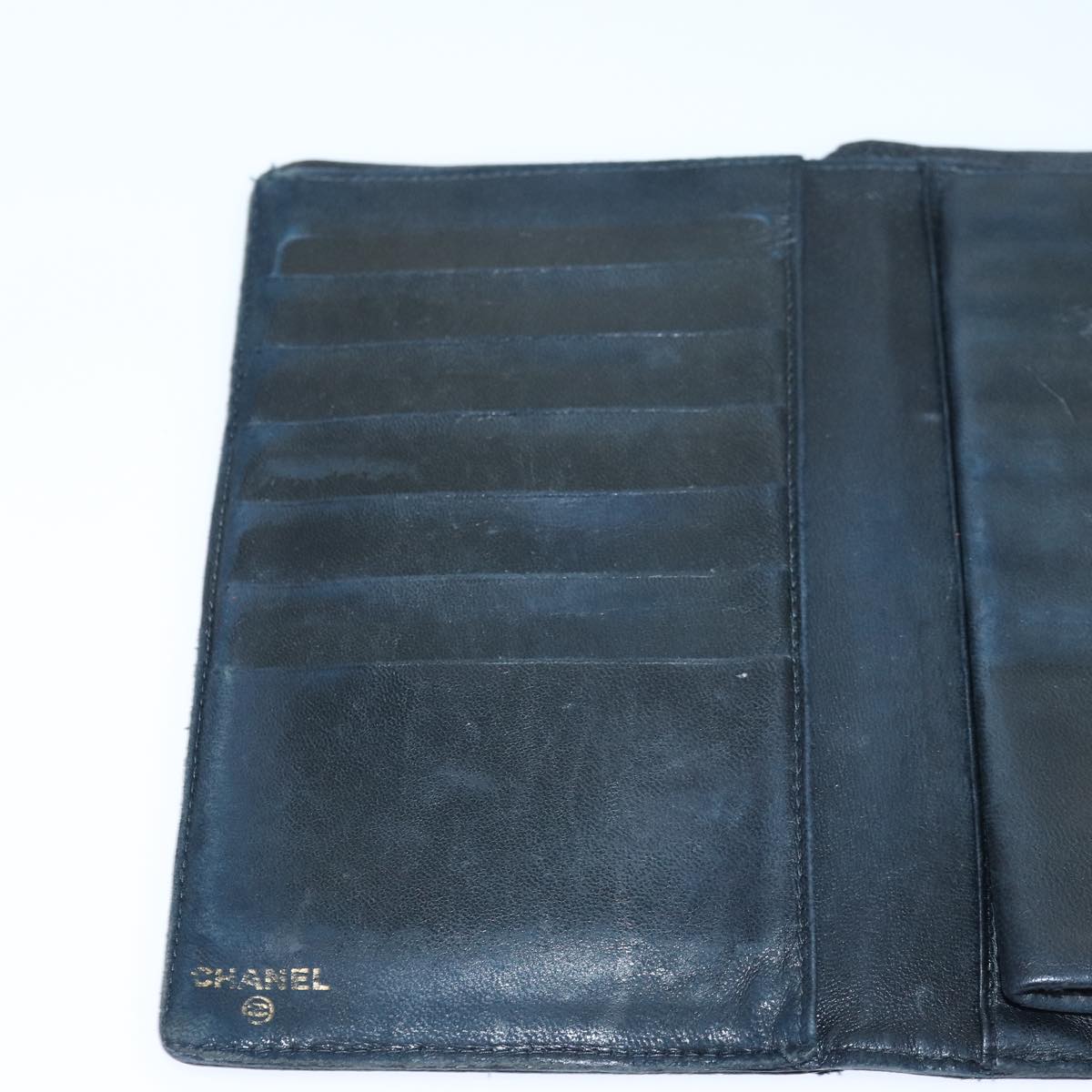 CHANEL COCO Mark Wallet Caviar Skin Black Gold CC bs16761