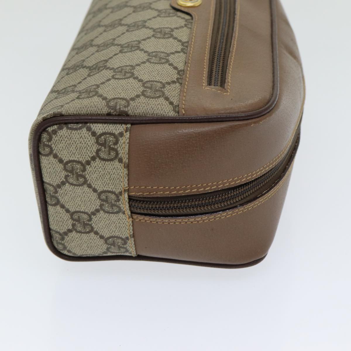 GUCCI GG Canvas Clutch Bag PVC Leather Beige bs16777