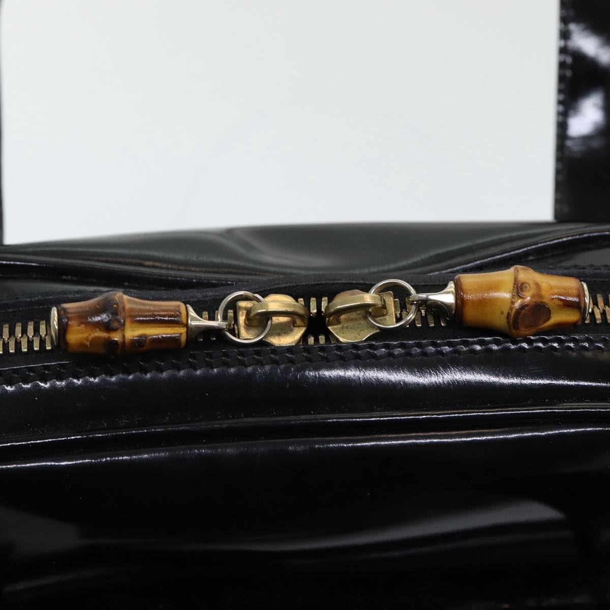 GUCCI Bamboo Shoulder Bag Patent leather Black bs16780