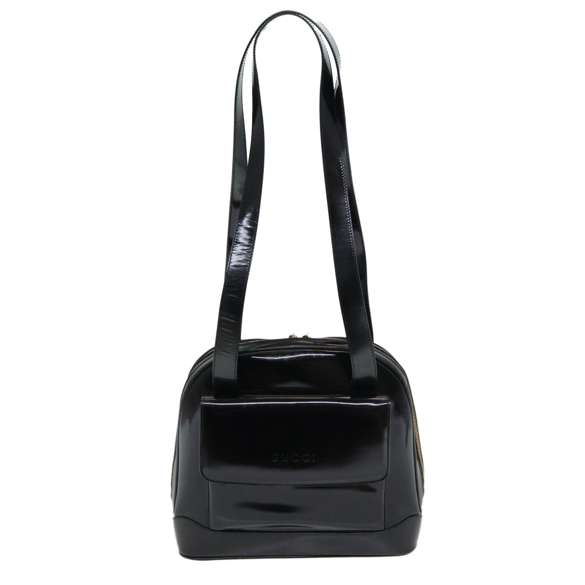 GUCCI Bamboo Shoulder Bag Patent leather Black bs16780