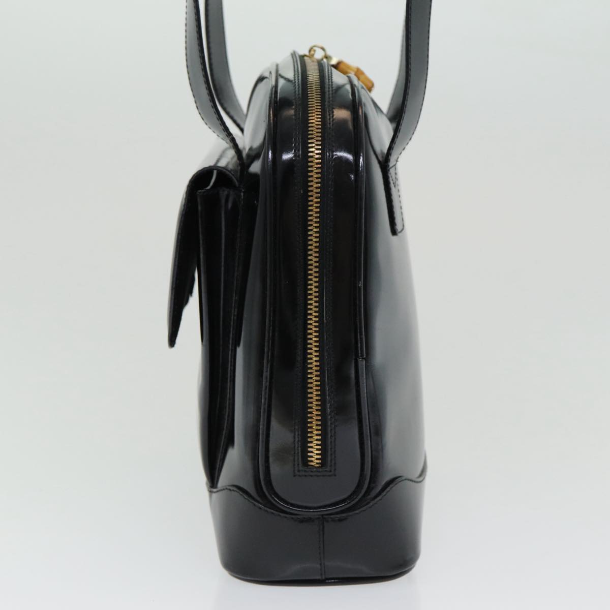 GUCCI Bamboo Shoulder Bag Patent leather Black bs16780