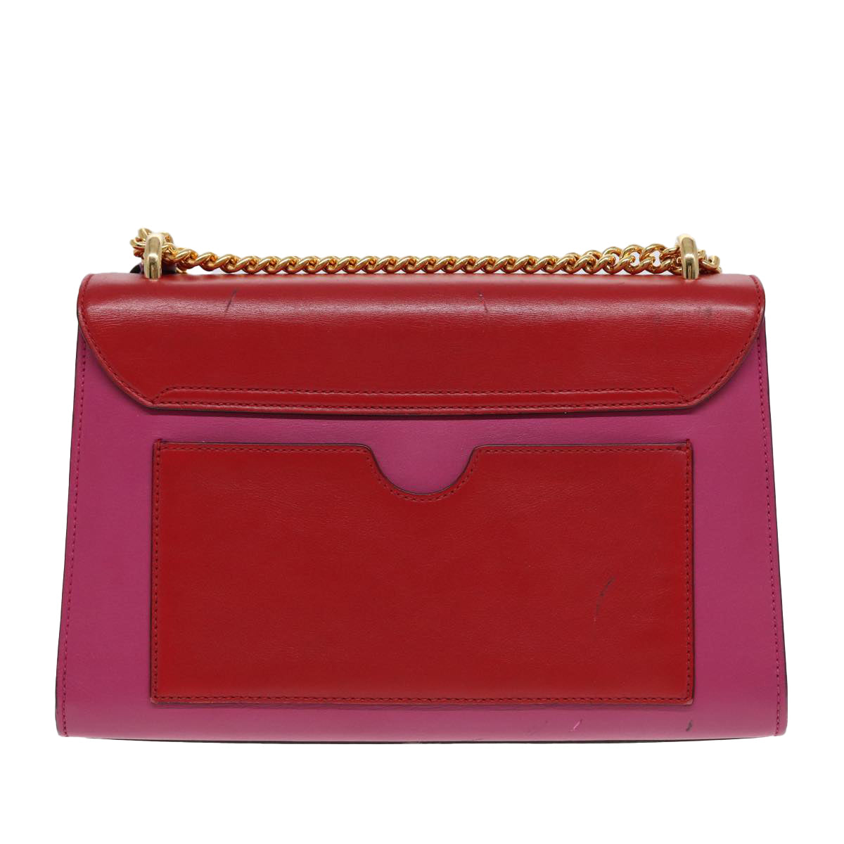 GUCCI Padlock Chain Shoulder Bag Leather Red Pink bs16789